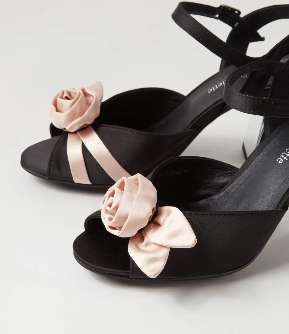 DJANGO & JULIETTE Kalice Black Nude Satin Sandals