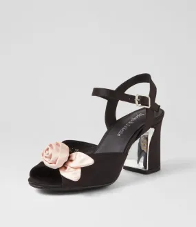 DJANGO & JULIETTE Kalice Black Nude Satin Sandals