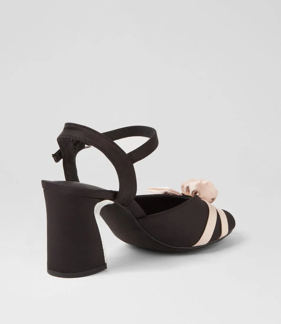 DJANGO & JULIETTE Kalice Black Nude Satin Sandals