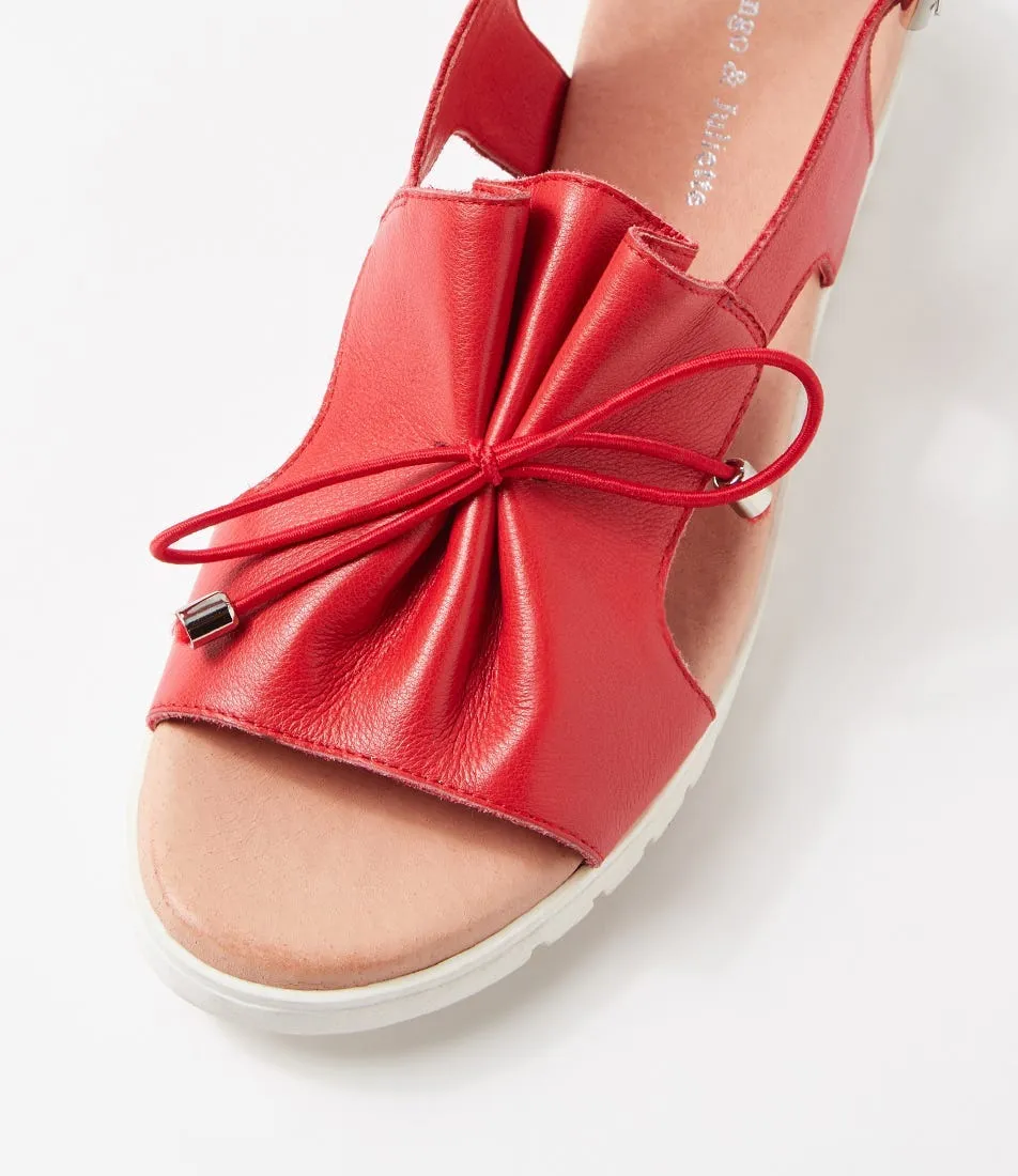 DJANGO & JULIETTE Malika Red White Leather Sandals