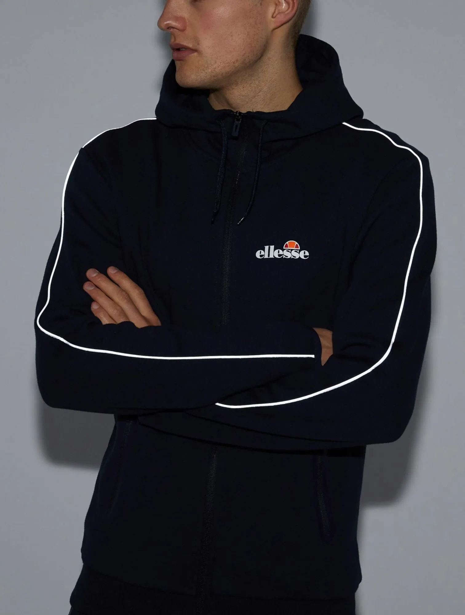 Ellesse Ornari Logo FZ Hoodie Navy