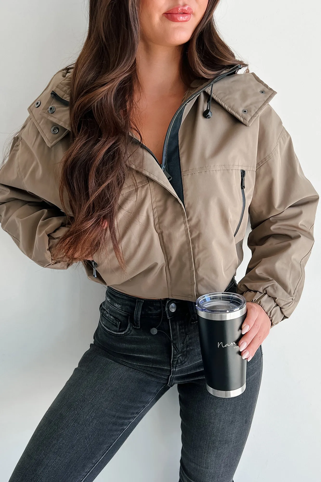 Fall Hikes Hooded Crop Jacket (Olive)