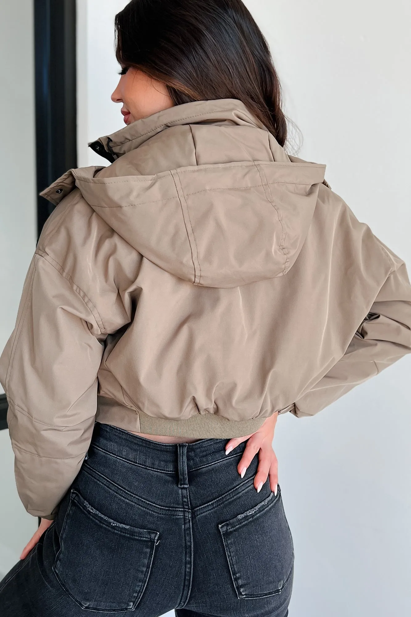 Fall Hikes Hooded Crop Jacket (Olive)