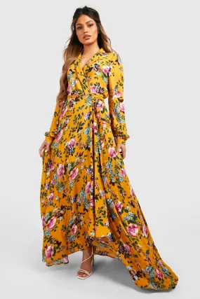 Floral Wrap Belted Maxi Dress