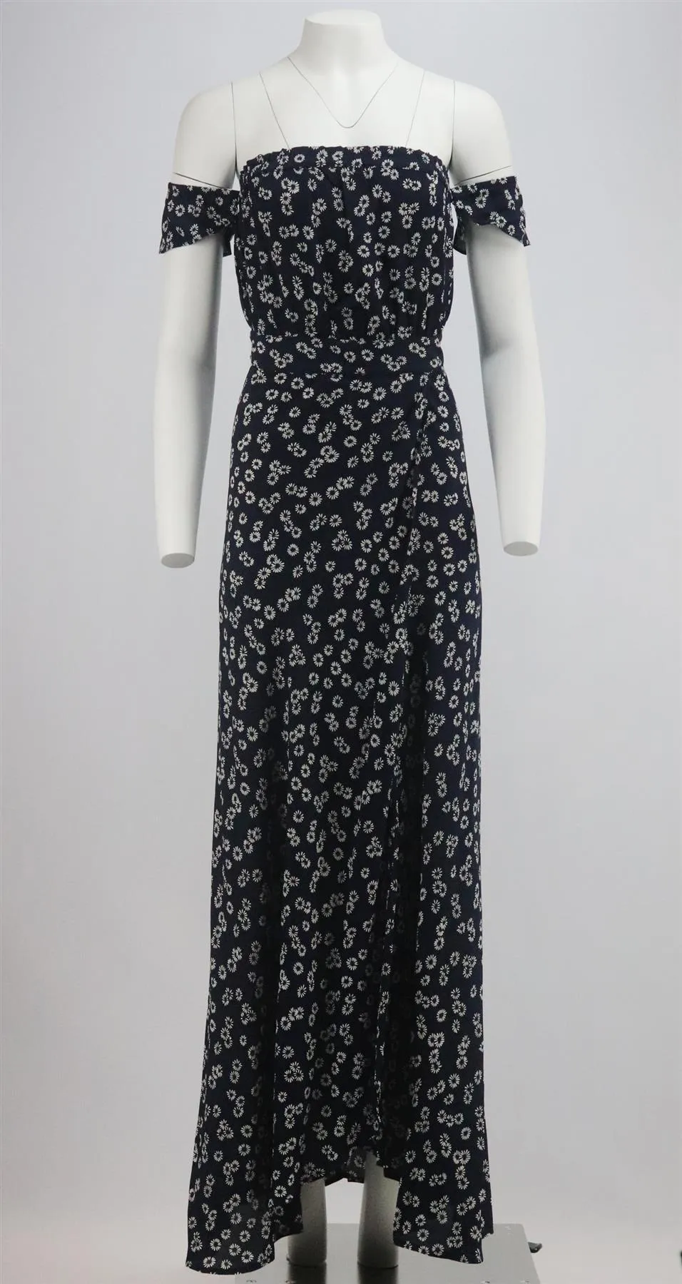 FLYNN SKYE WRAP EFFECT FLORAL PRINT CREPE MAXI DRESS SMALL