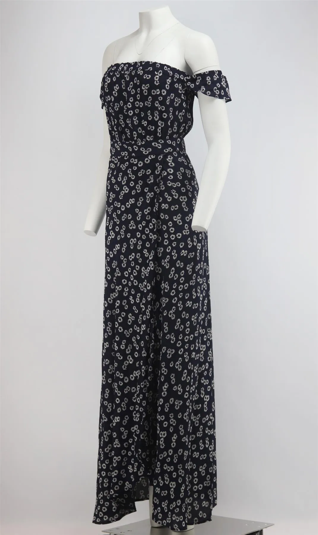 FLYNN SKYE WRAP EFFECT FLORAL PRINT CREPE MAXI DRESS SMALL