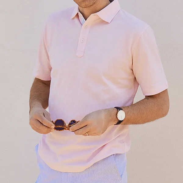 Fulton Pink Stretch Pique Polo