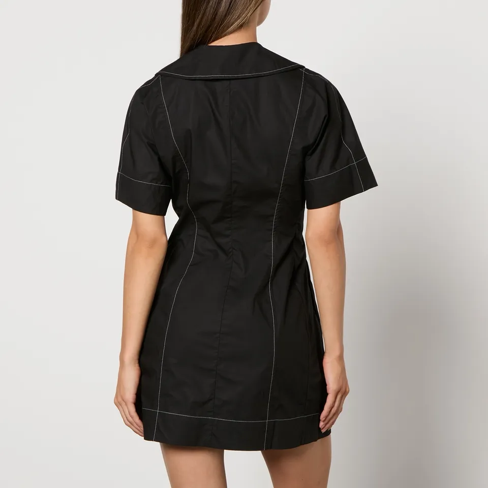 Ganni Cotton-Poplin Wrap Mini Dress - EU 44/UK 16 | Coggles