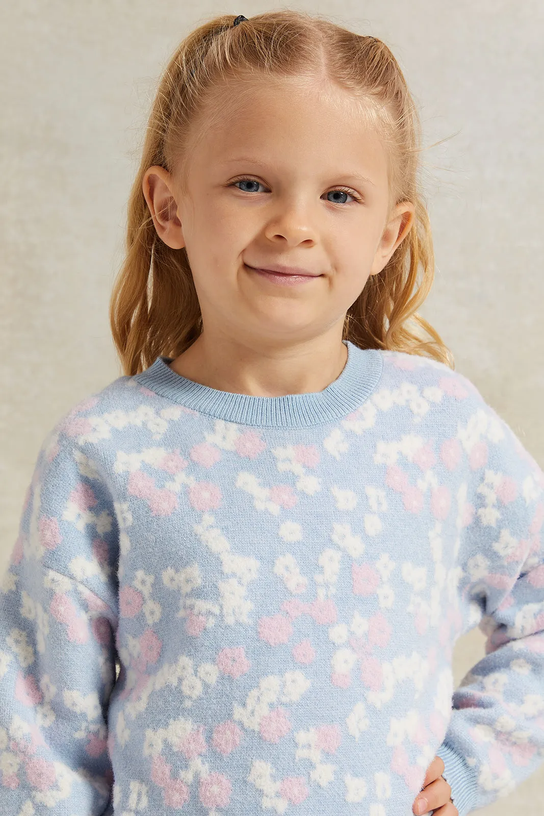 Girls Blue Knitted Pullover