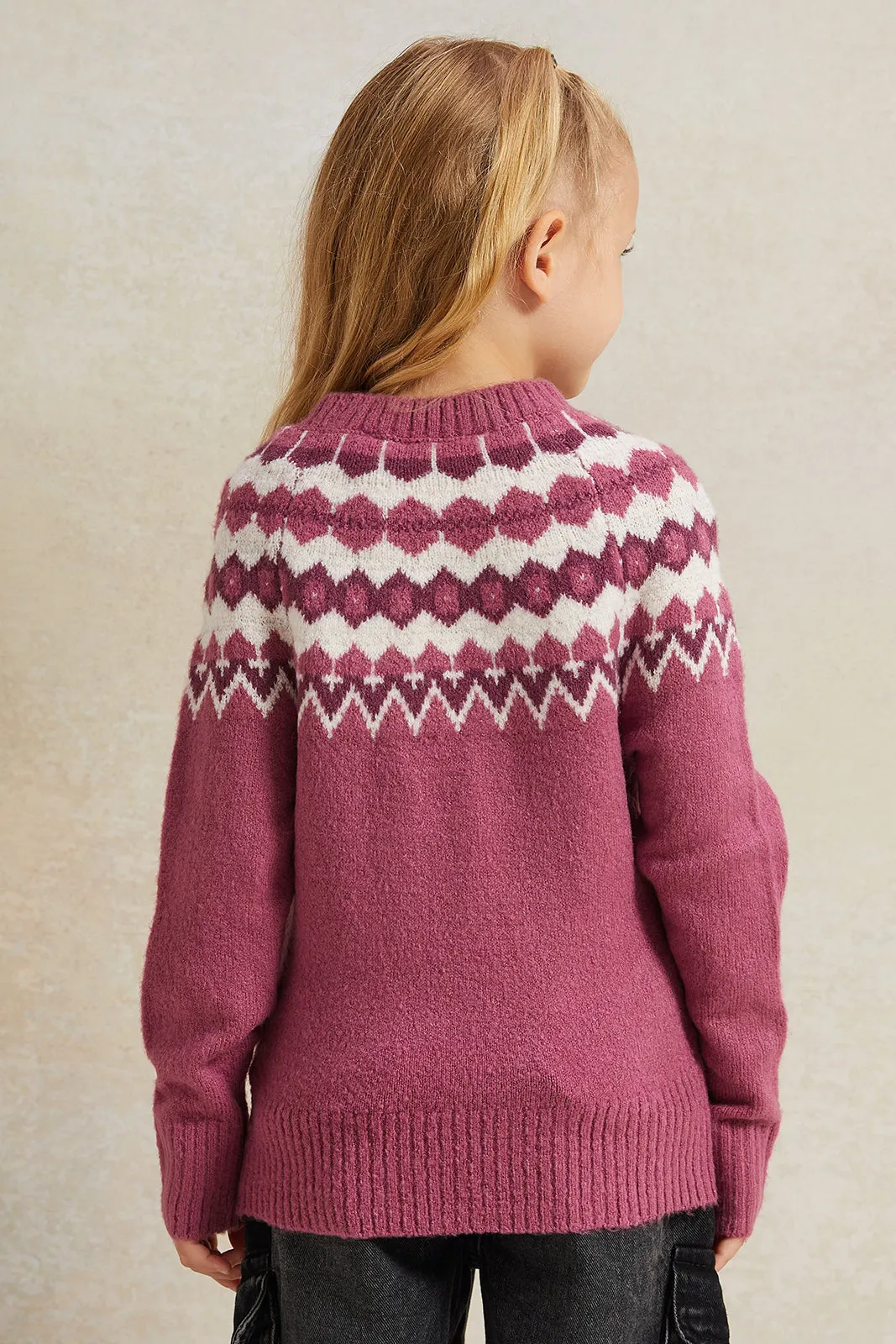 Girls Burgundy Knitted Pullover