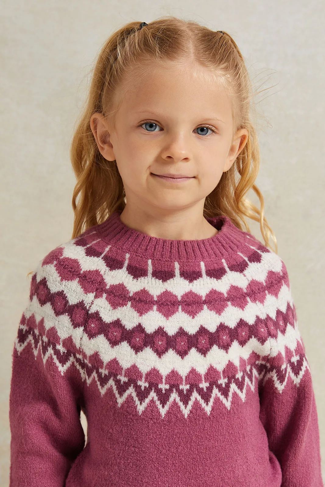 Girls Burgundy Knitted Pullover