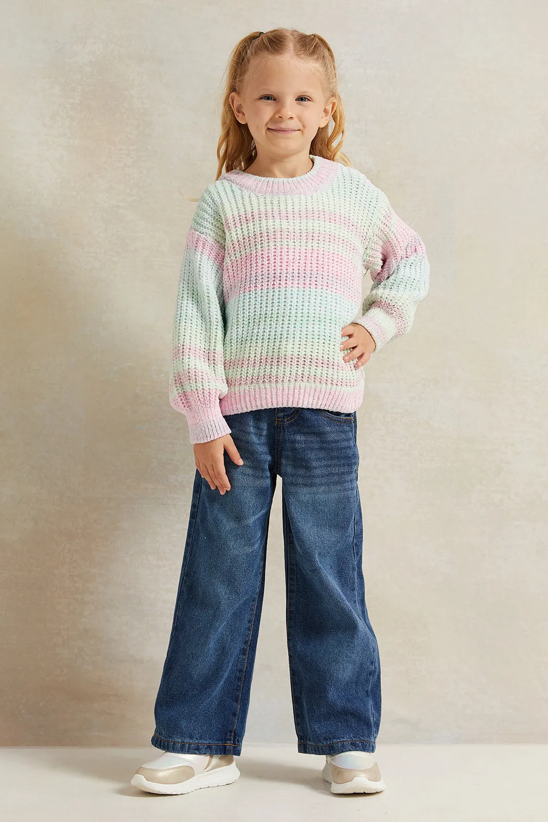 Girls Multicolour Knitted Pullover