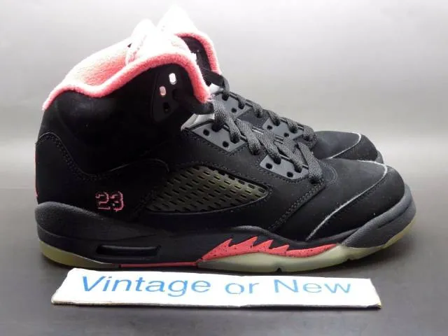 Girls' Nike Air Jordan V 5 Black Alarming Pink Retro GS ...