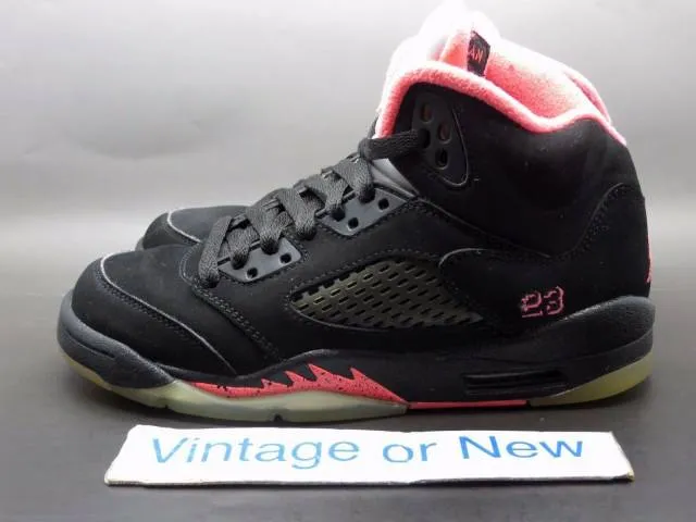 Girls' Nike Air Jordan V 5 Black Alarming Pink Retro GS ...