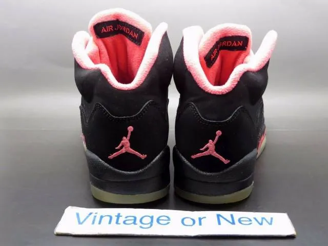 Girls' Nike Air Jordan V 5 Black Alarming Pink Retro GS ...