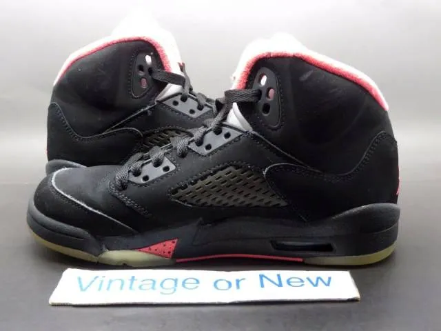 Girls' Nike Air Jordan V 5 Black Alarming Pink Retro GS ...