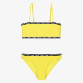 Girls Yellow Logo Tape Bikini