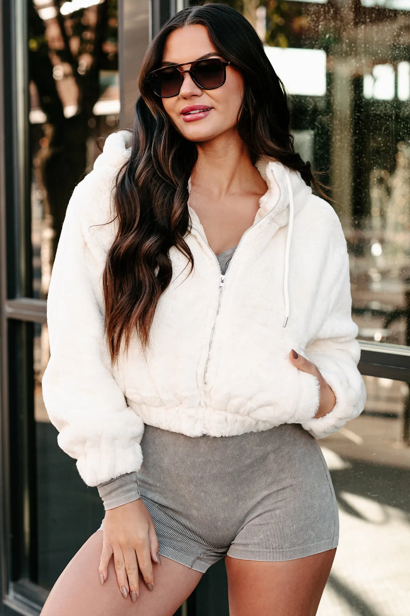 Heavenly Feels Faux Fur Hooded Jacket (Ivory)