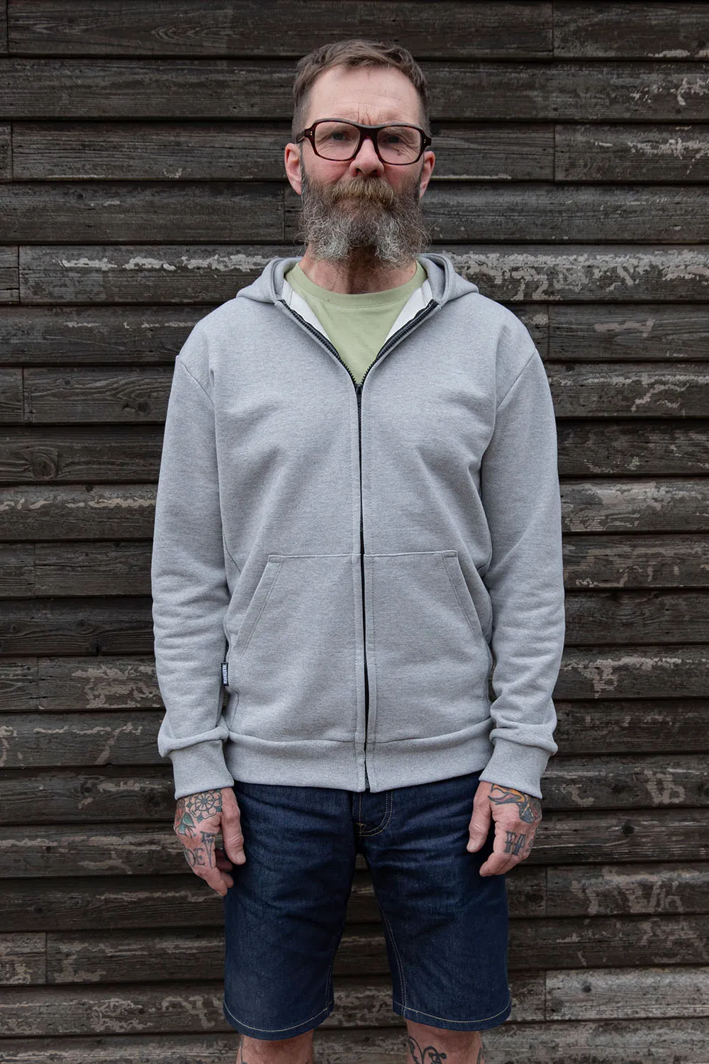 Heavy Zipper Hoodie / Grey Marl