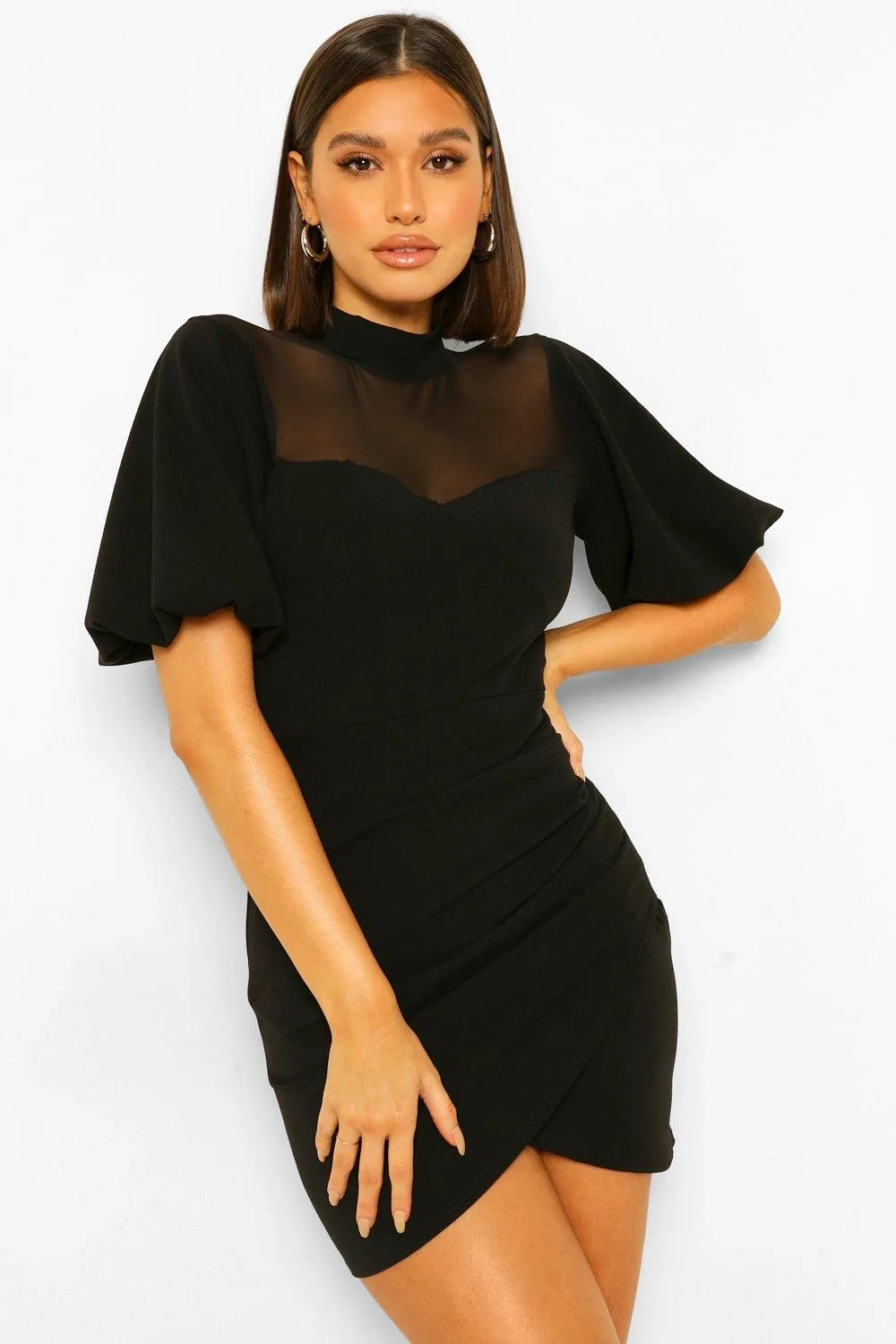 High Wrap Front Mini Dress