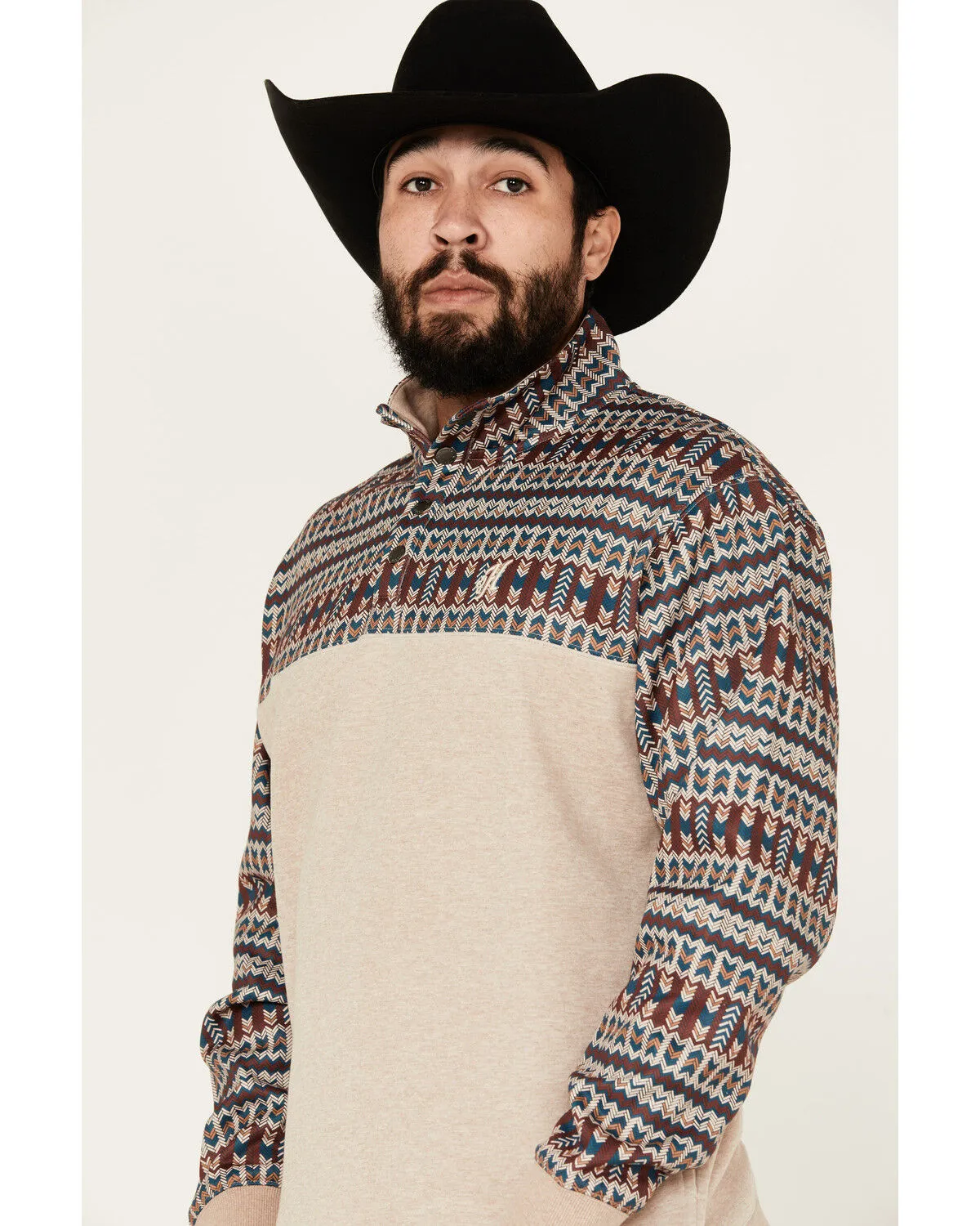 Hooey Men's Stevie Southwestern Color Block 1/4 Snap Pullover