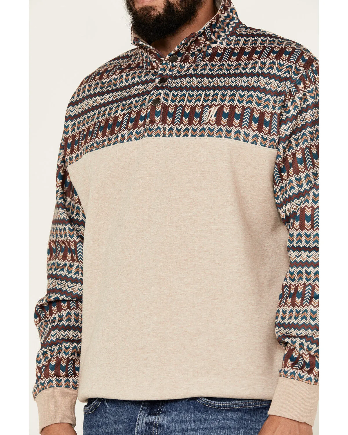 Hooey Men's Stevie Southwestern Color Block 1/4 Snap Pullover