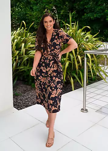 In the Style x Jac Jossa Brown Floral Wrap Multiway Midi Dress | Grattan