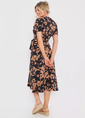 In the Style x Jac Jossa Brown Floral Wrap Multiway Midi Dress | Grattan