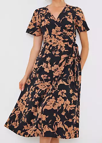 In the Style x Jac Jossa Brown Floral Wrap Multiway Midi Dress | Grattan