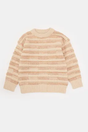 Infant Boys Brown Jacquard  Pullover