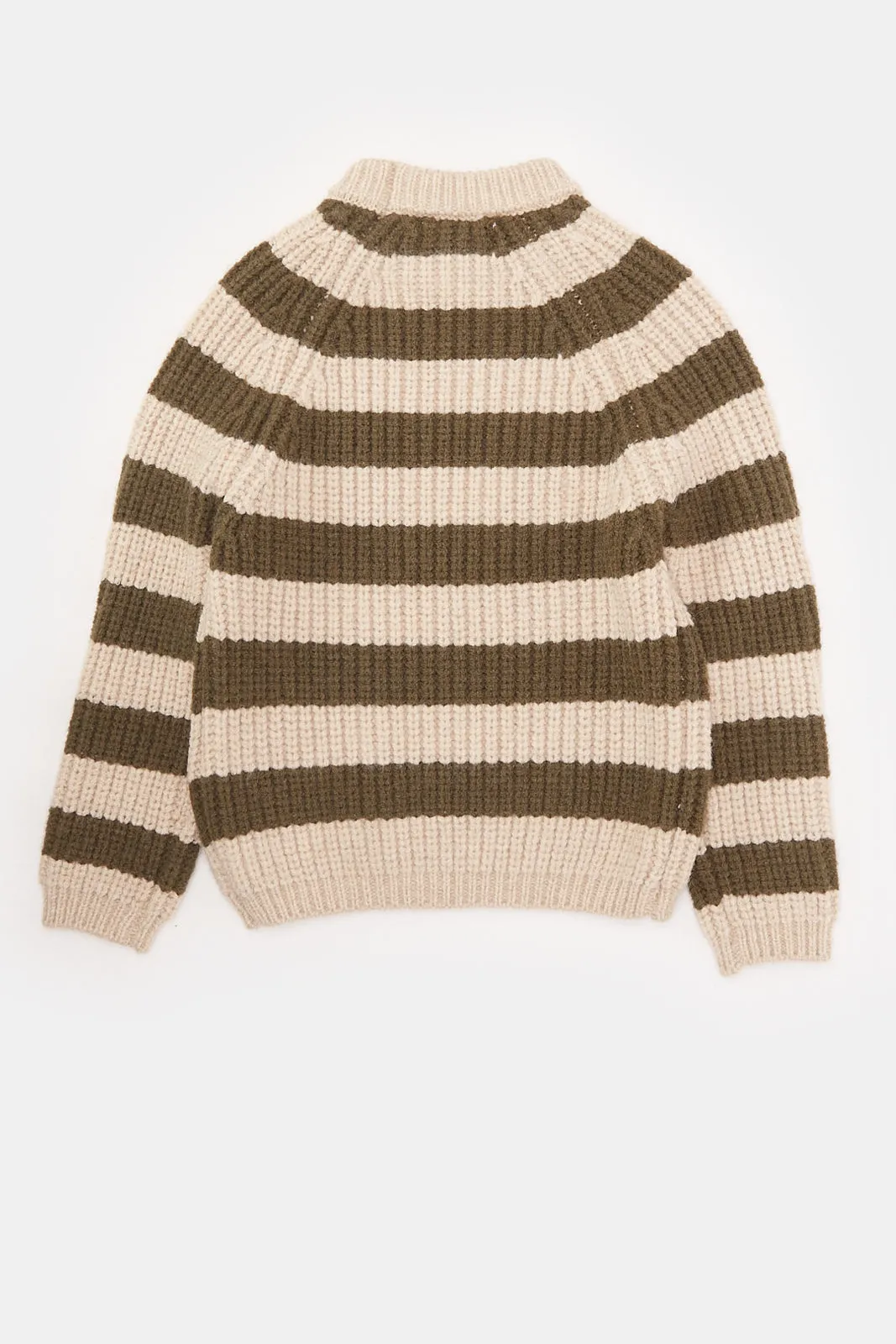 Infant Boys Brown Striped Pullover