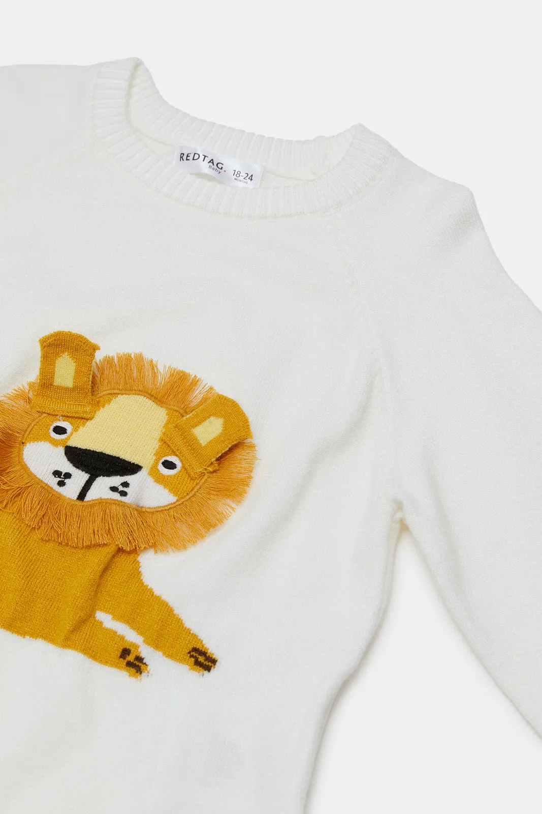 Infant Boys Cream Lion Embellished Pullover