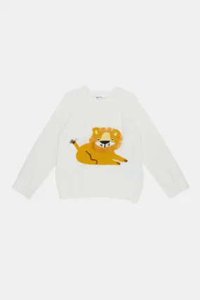 Infant Boys Cream Lion Embellished Pullover