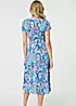 Izabel London Blue Printed Ruched Faux-Wrap Midi Dress