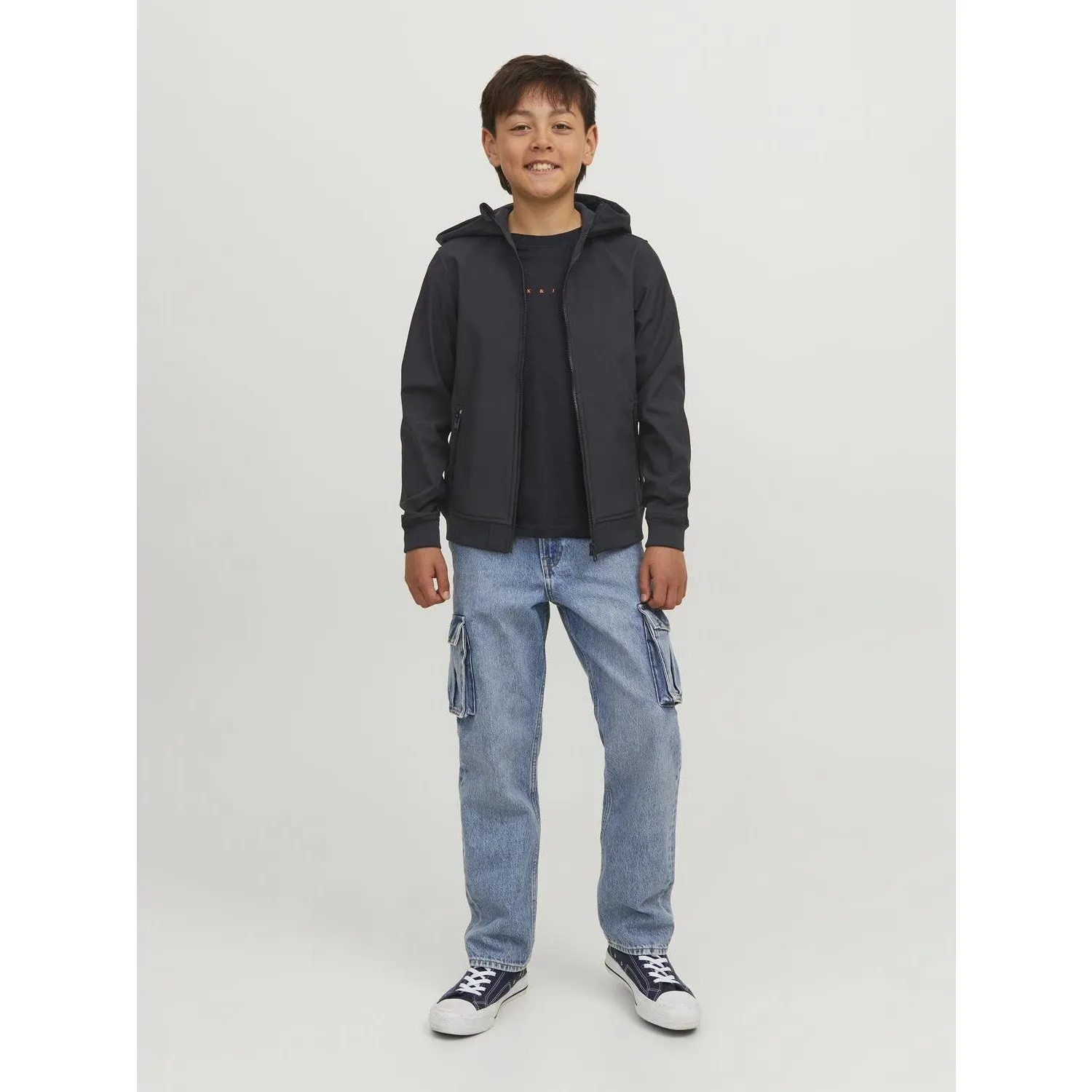 Jack & Jones Junior Black Basic Hooded Softshell Jacket Noos