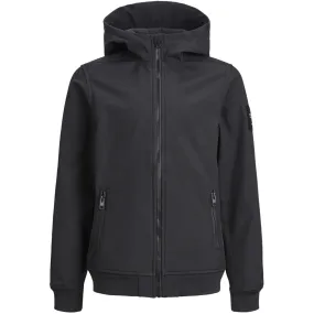 Jack & Jones Junior Black Basic Hooded Softshell Jacket Noos