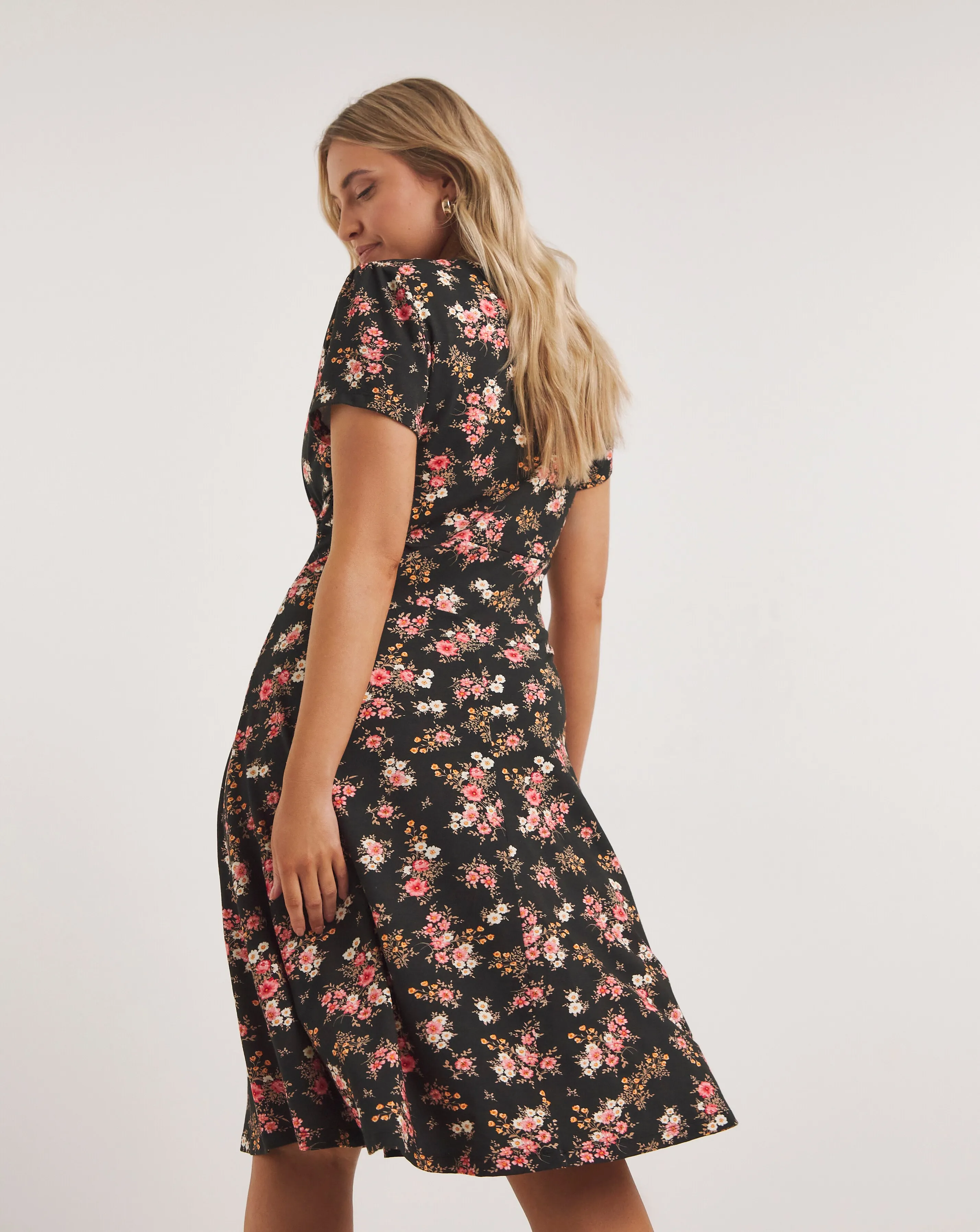 Joe Browns Short Sleeve Jersey Floral Wrap Midi Dress | Simply Be