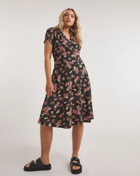 Joe Browns Short Sleeve Jersey Floral Wrap Midi Dress | Simply Be