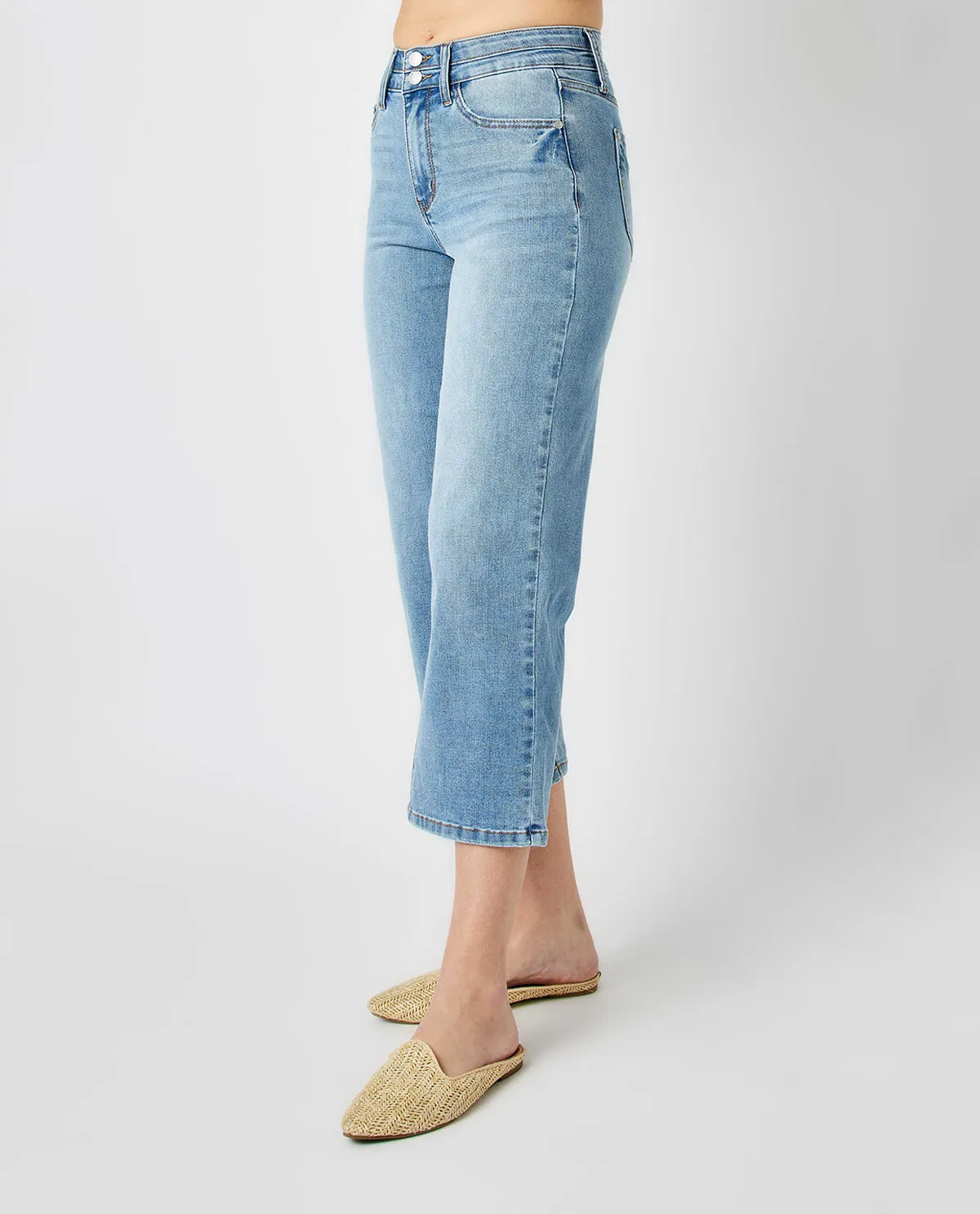 Judy Blue High Waist Wide Leg Crop Jeans