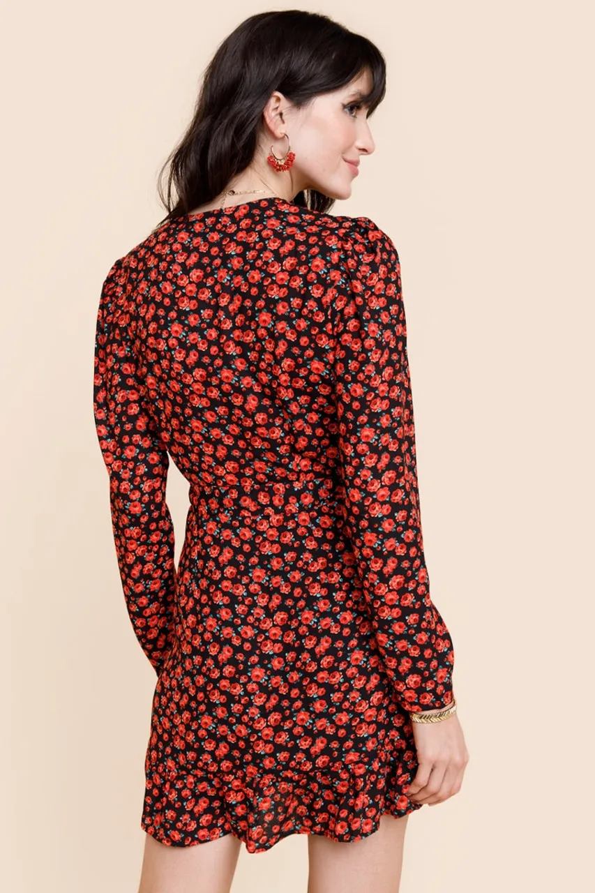 Kamilla Rose Printed Wrap Mini Dress