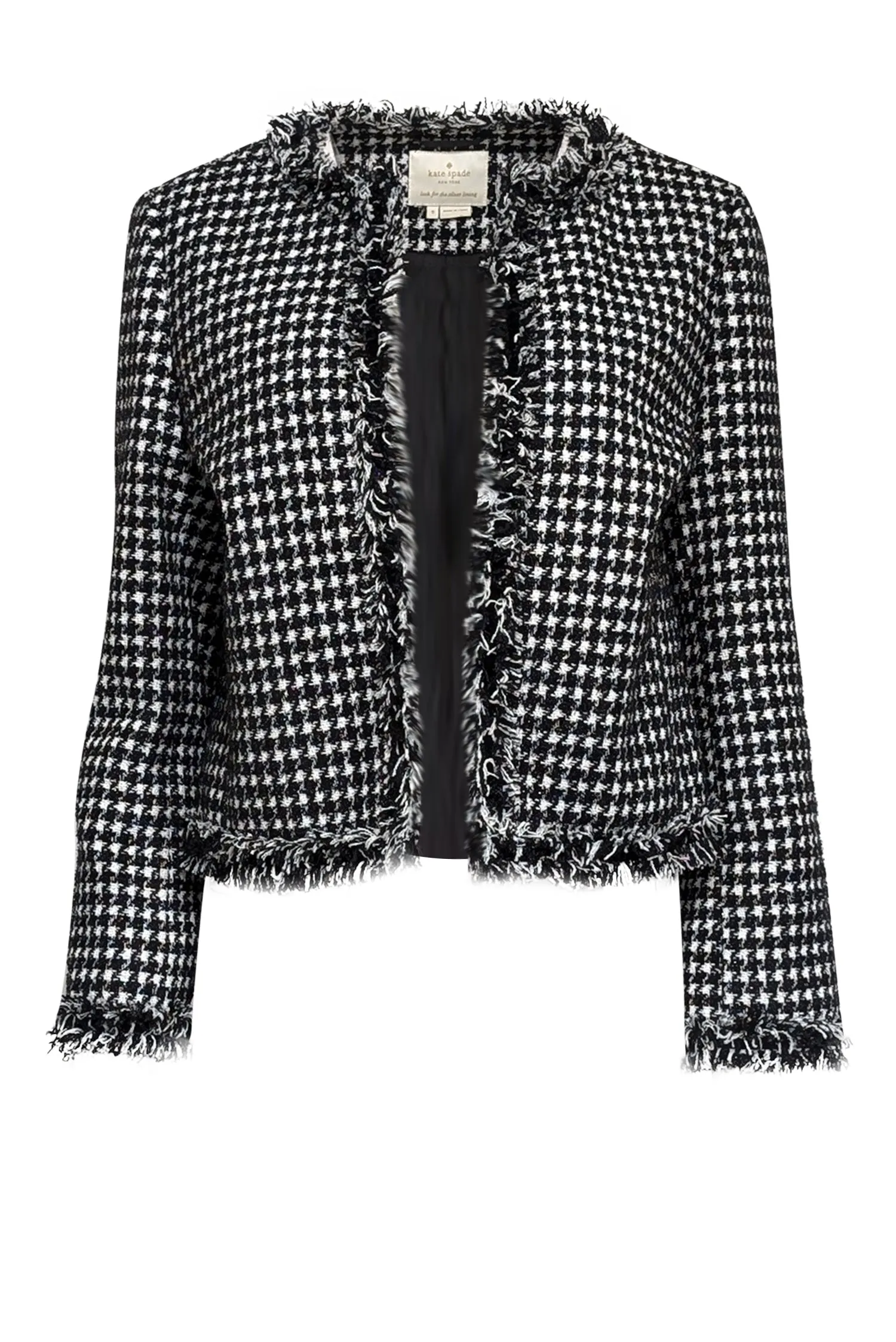 Kate Spade - Black & Cream Boucle Open Front Jacket Sz 6