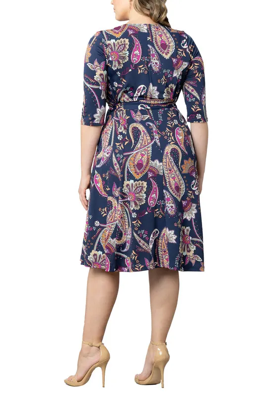 Kiyonna Signature Wrap Dress with 3/4 Sleeves (Plus Size)