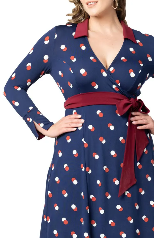 Kiyonna Sophisticate Long Sleeve A-Line Wrap Dress (Plus Size)