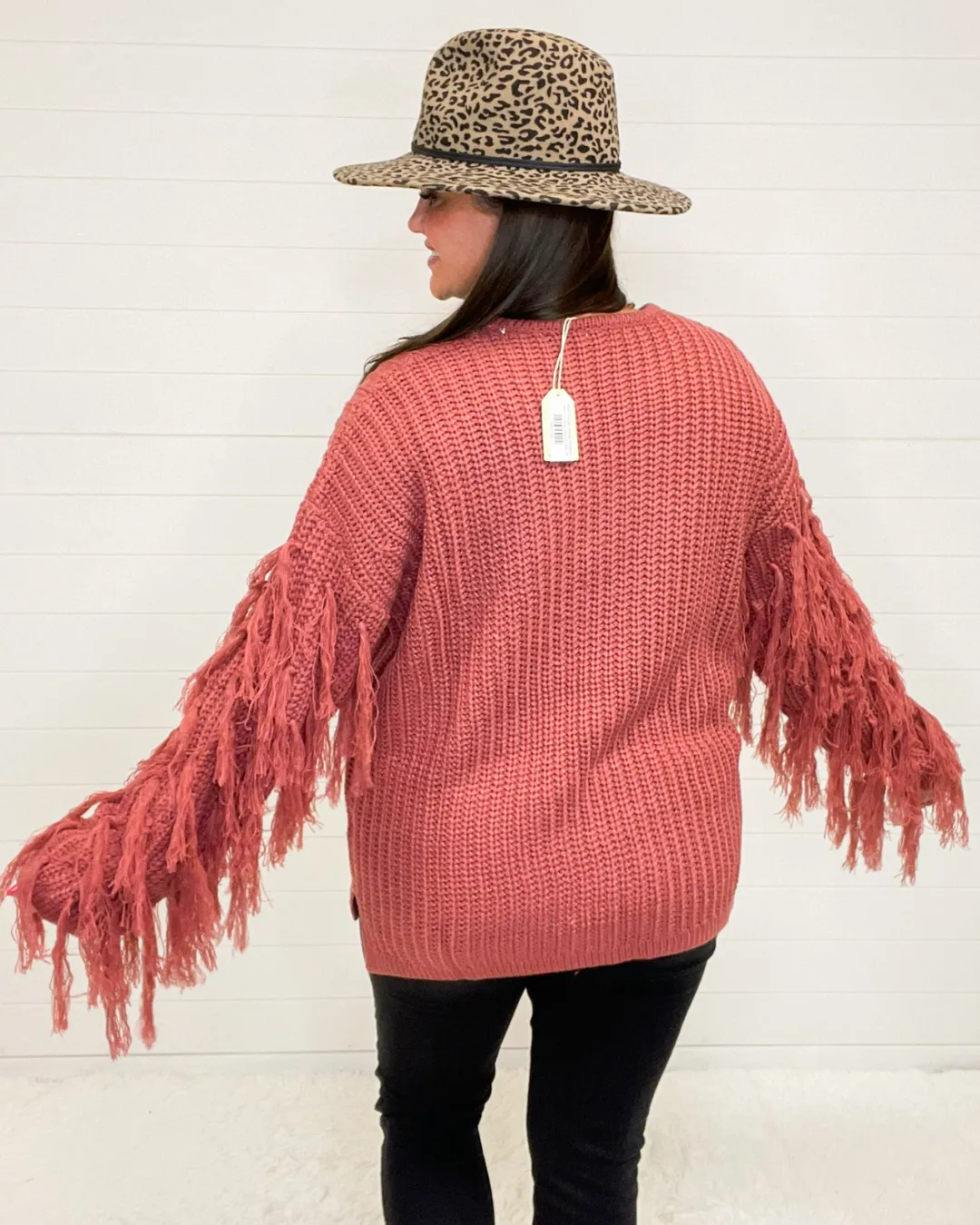 Knit Fringe Sleeve Pullover