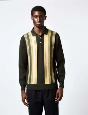 Knit Polo - Stripe/Dark Green