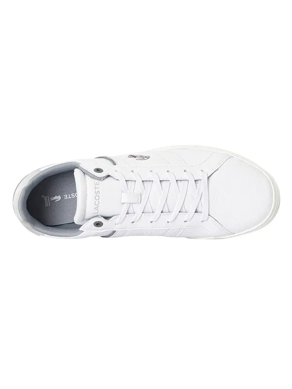 Lacoste Europa Pro 123 2 SMA Leather Trainers - White/Grey