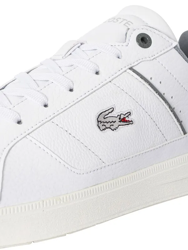 Lacoste Europa Pro 123 2 SMA Leather Trainers - White/Grey