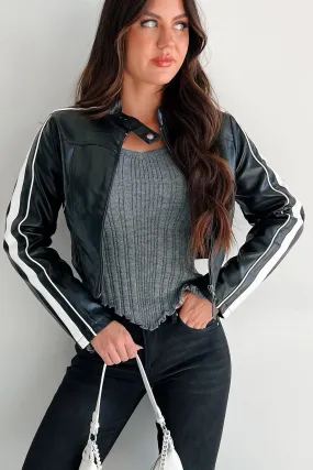 Late Night Drives Faux Leather Jacket (Black)