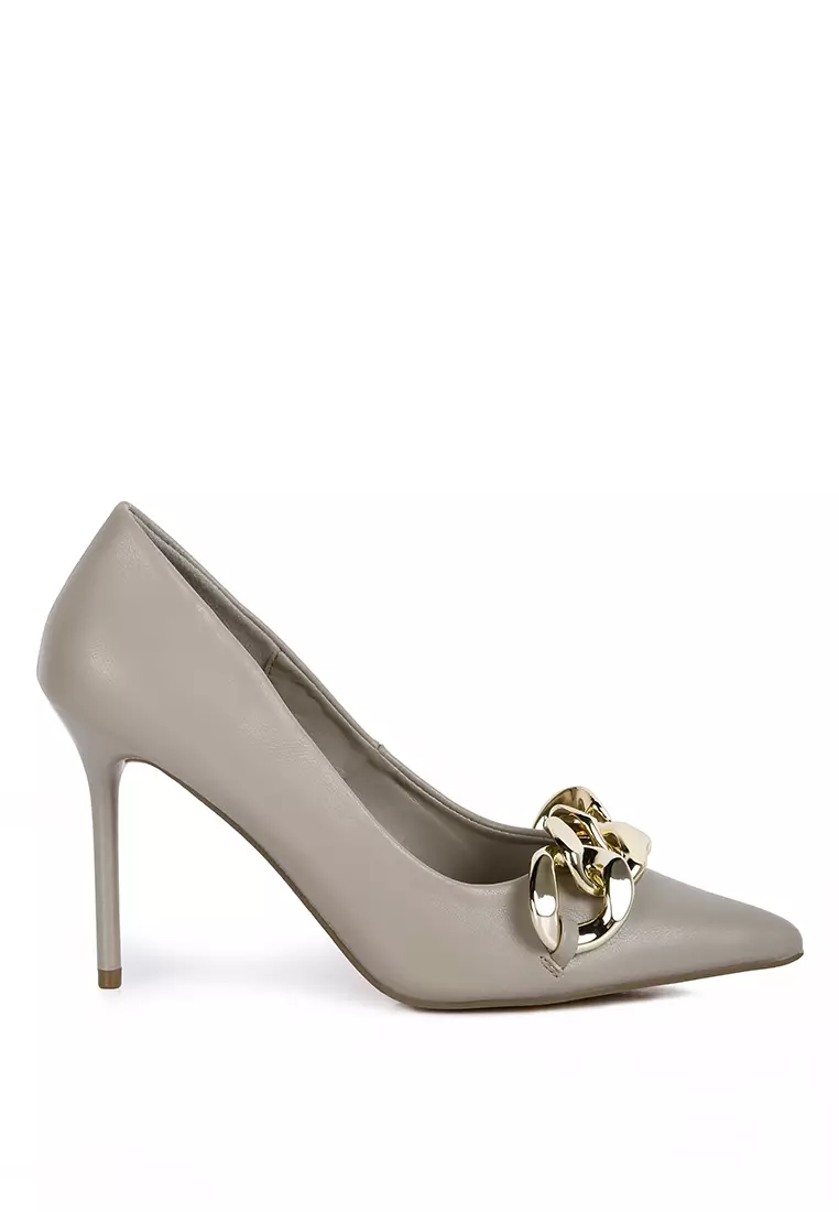 London Rag Grey Chain Detail Pump Sandals