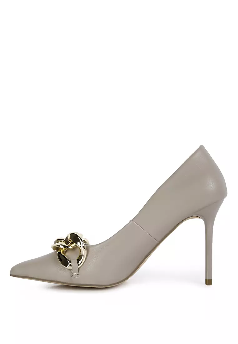 London Rag Grey Chain Detail Pump Sandals